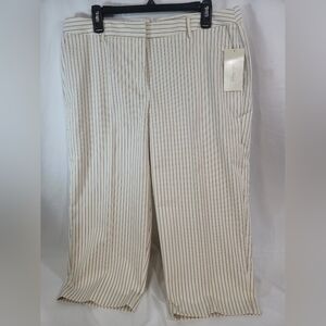 women's studio works, Classic Striped Cream capris, size 16p nwt